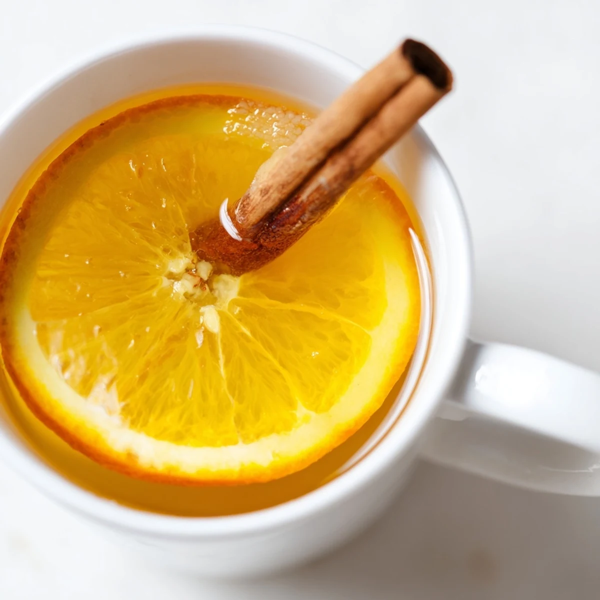 Fresh cinnamon sticks and orange slices garnish this Spiced Hot Apple Juice with Cinnamon, simmering gently in a rustic pot.