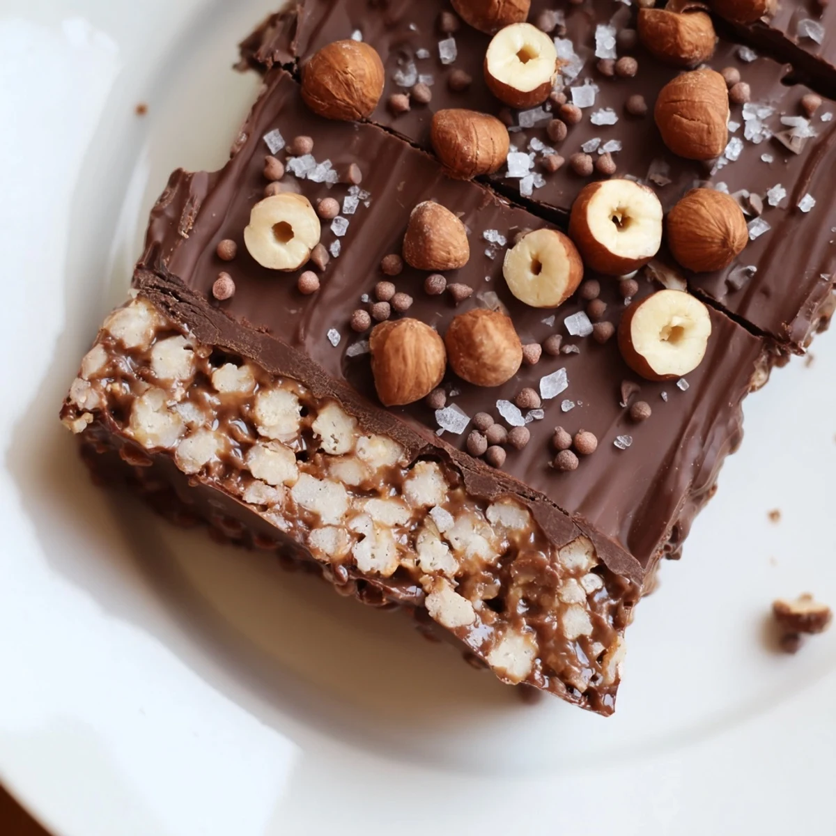 Cooled Chocolate Treat Bar slices stacked high, showcasing the buttery graham cracker base and creamy chocolate layer.