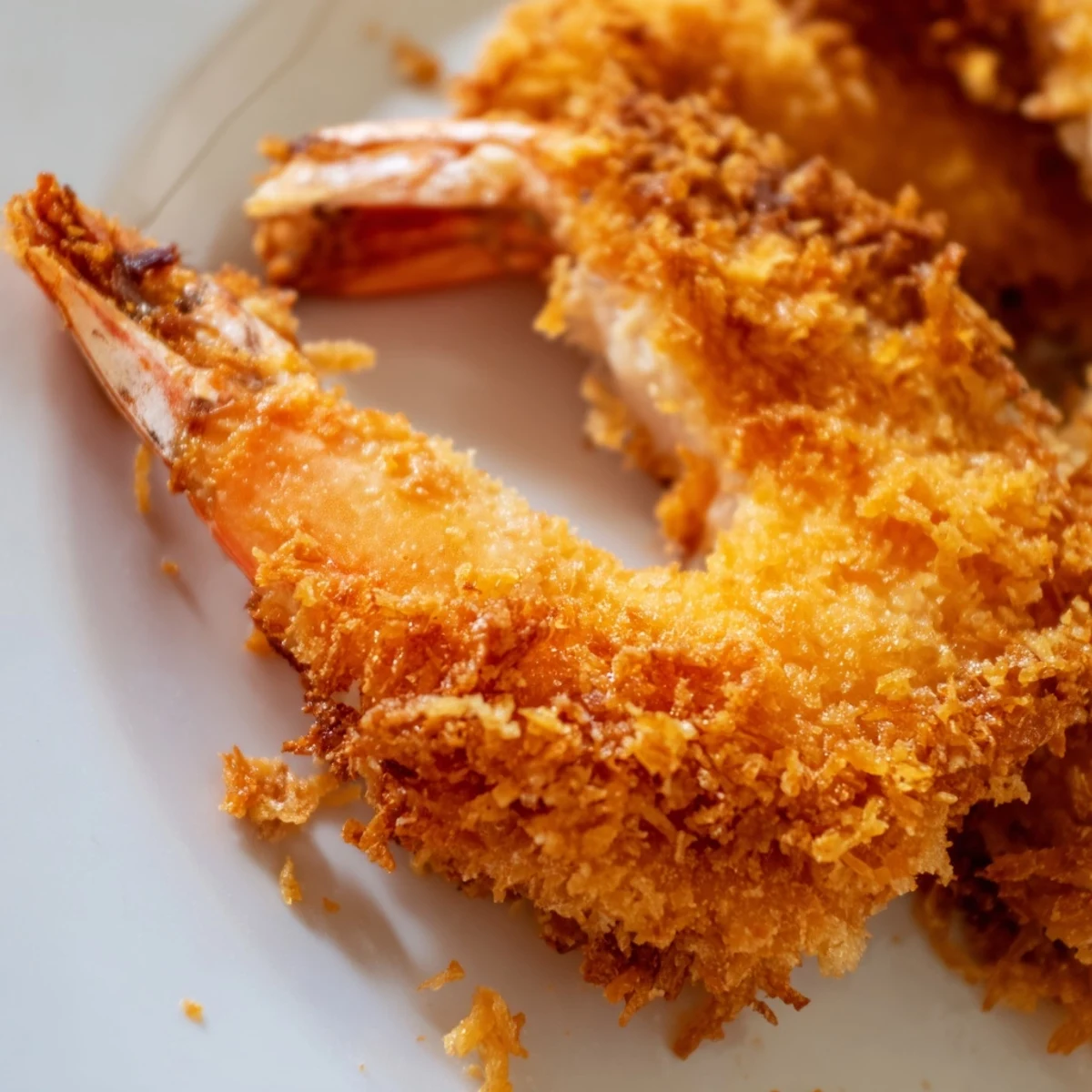These golden Crispy Coconut Shrimp are piled high, ready to be dipped in a tangy sweet chili sauce.