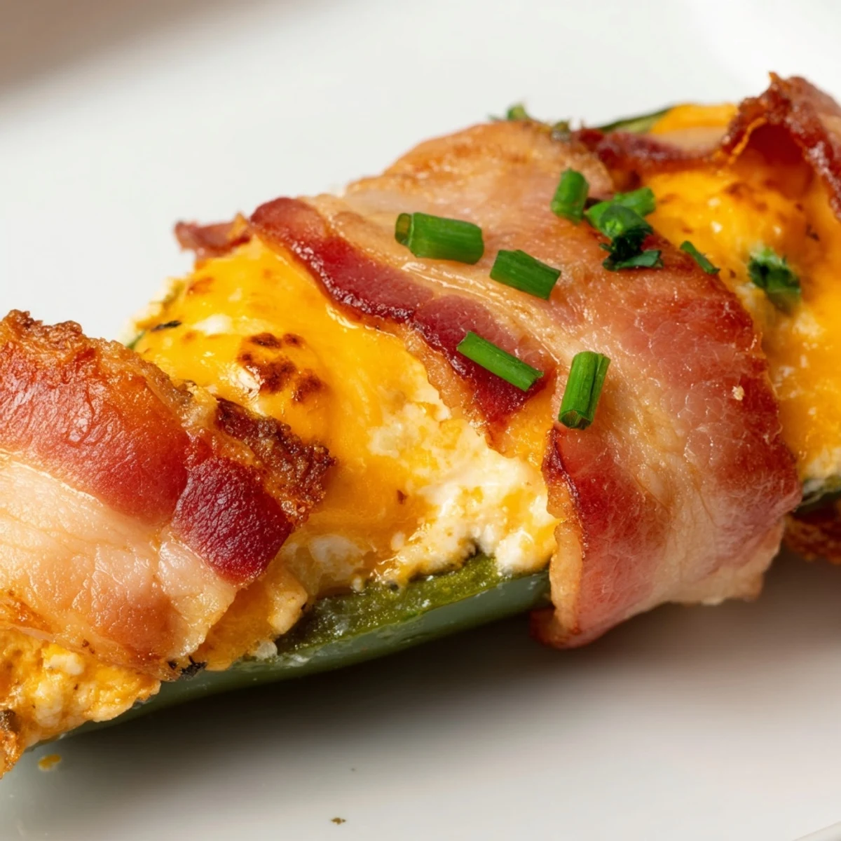 Golden, crispy turkey bacon-wrapped Game Day Jalapeno Poppers, baked to bubbling perfection on a baking sheet.  