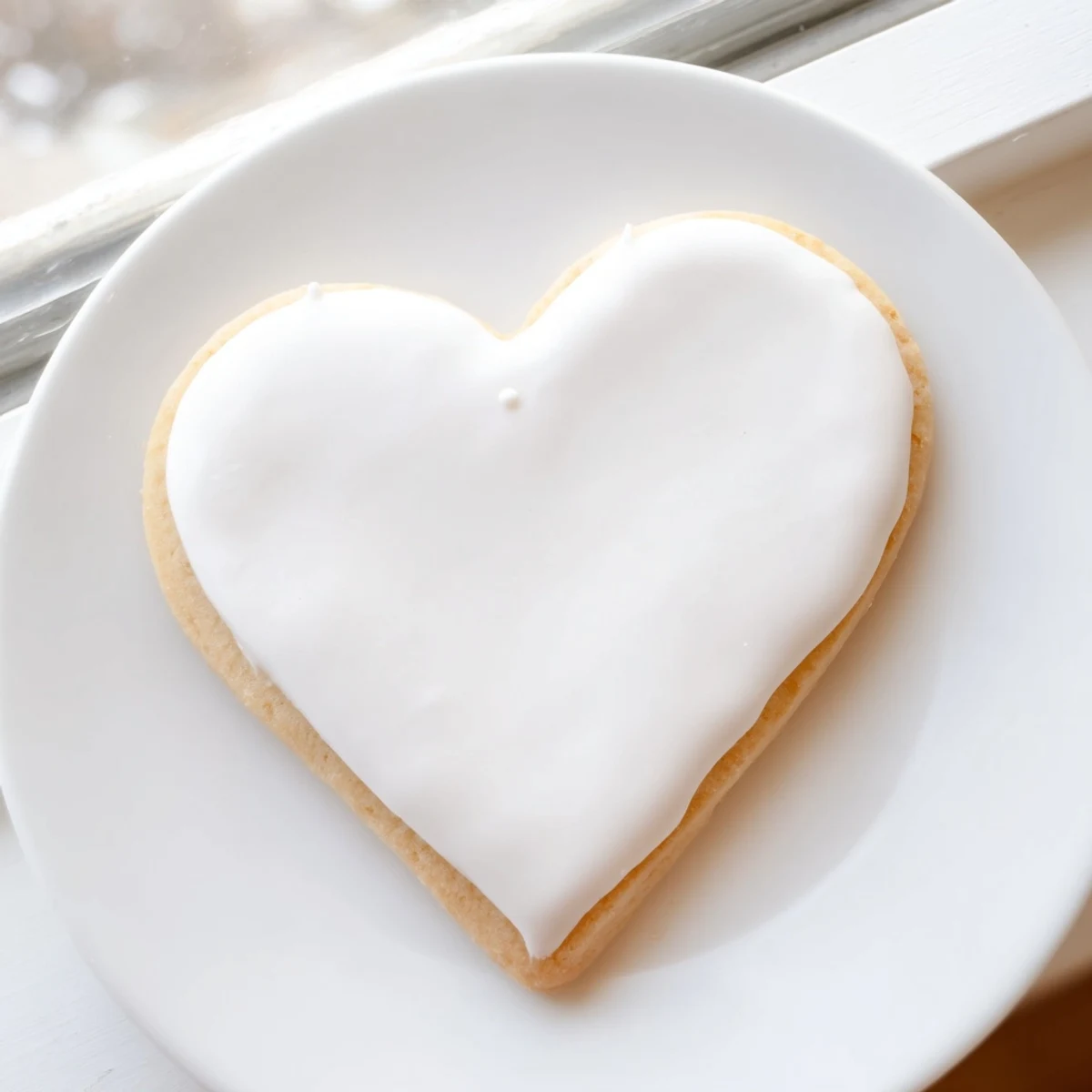 Freshly baked, heart-shaped sugar cookies topped with glossy royal icing arranged on a cooling rack.  