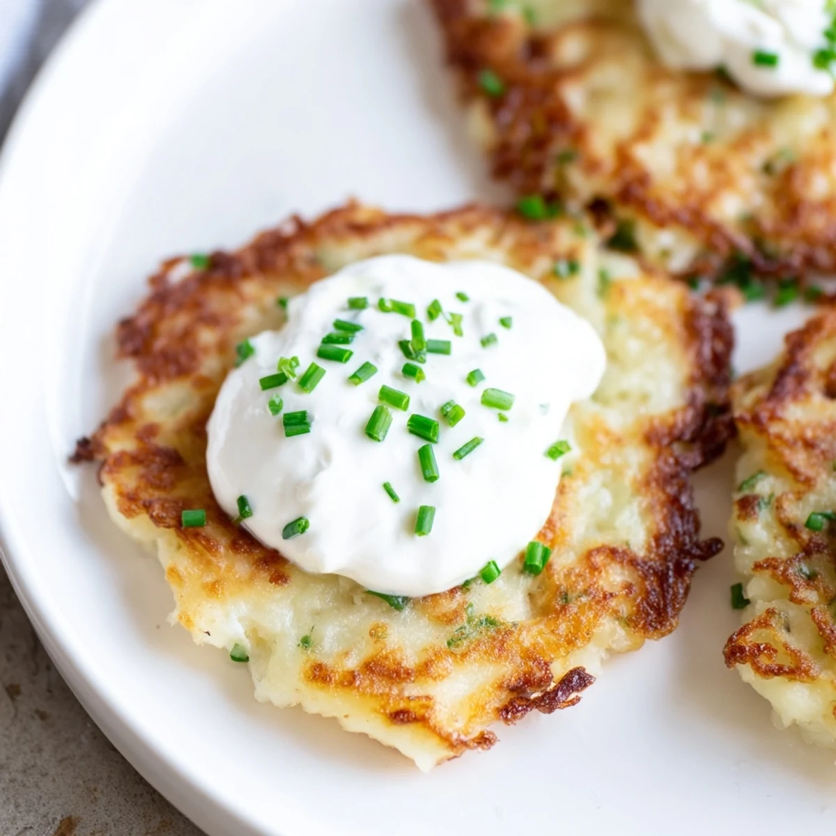 Homemade Irish Boxty Potato Pancakes stacked high, featuring a crunchy exterior and soft potato center, ready to enjoy with sour cream.