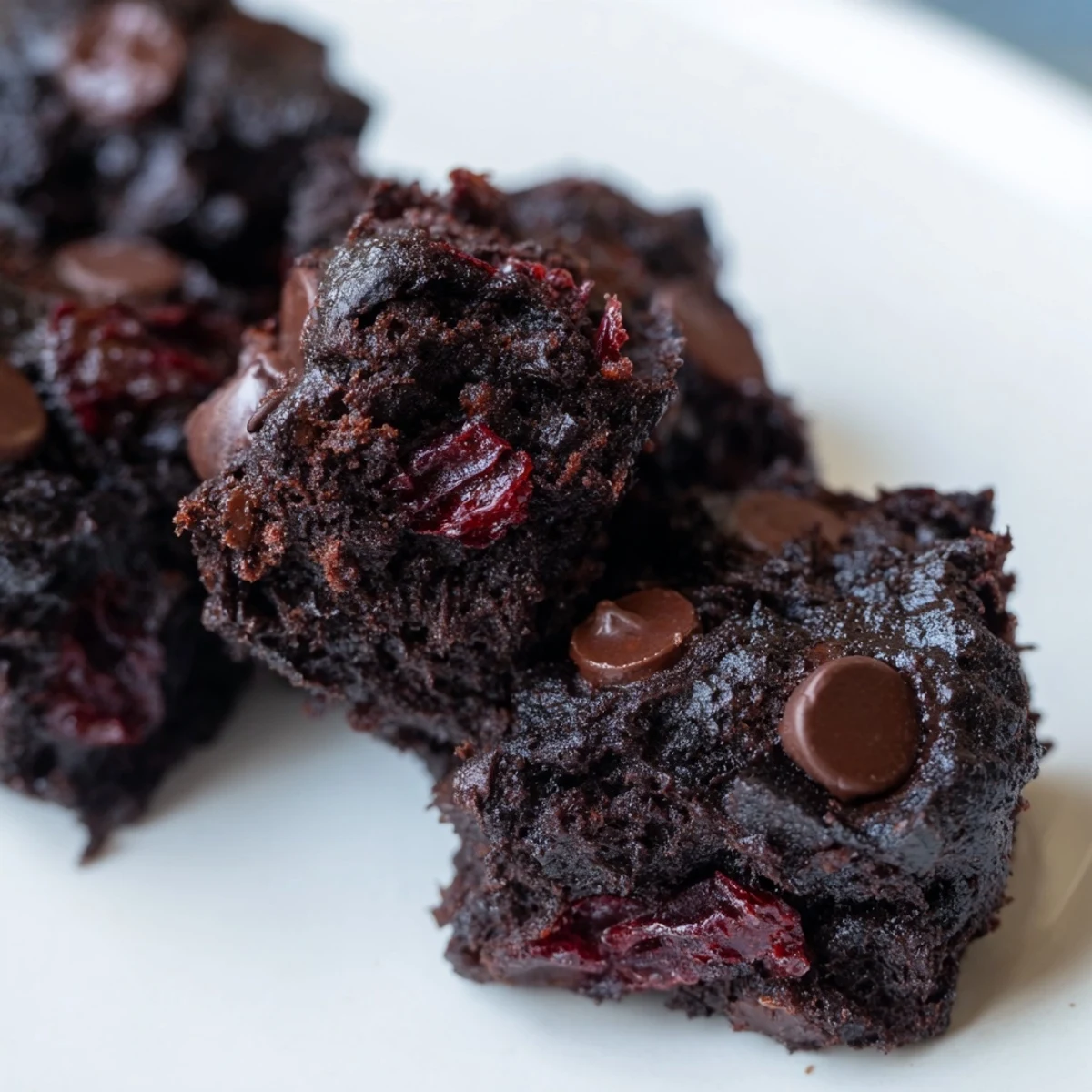 Individually wrapped Chocolate Cherry Brownie Bites with a label reading Easy Dessert, perfect for snacking or party favors.