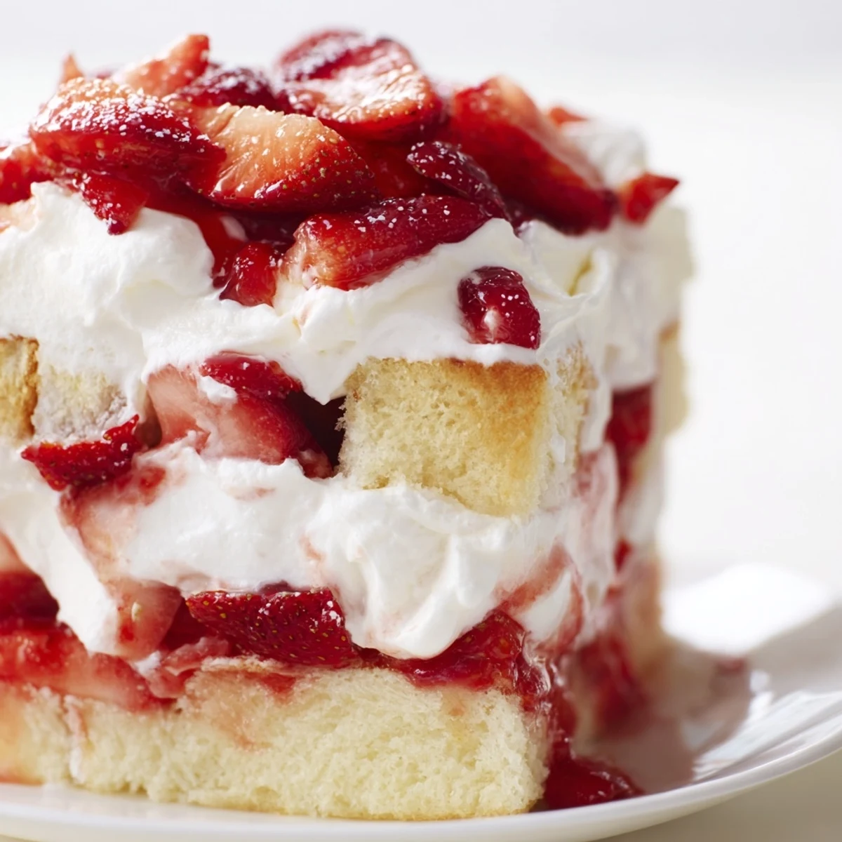Homemade Strawberry Shortcake Trifle layers sponge cake, sweet berry juices, and cloud-like whipped cream, perfect for potlucks and parties.