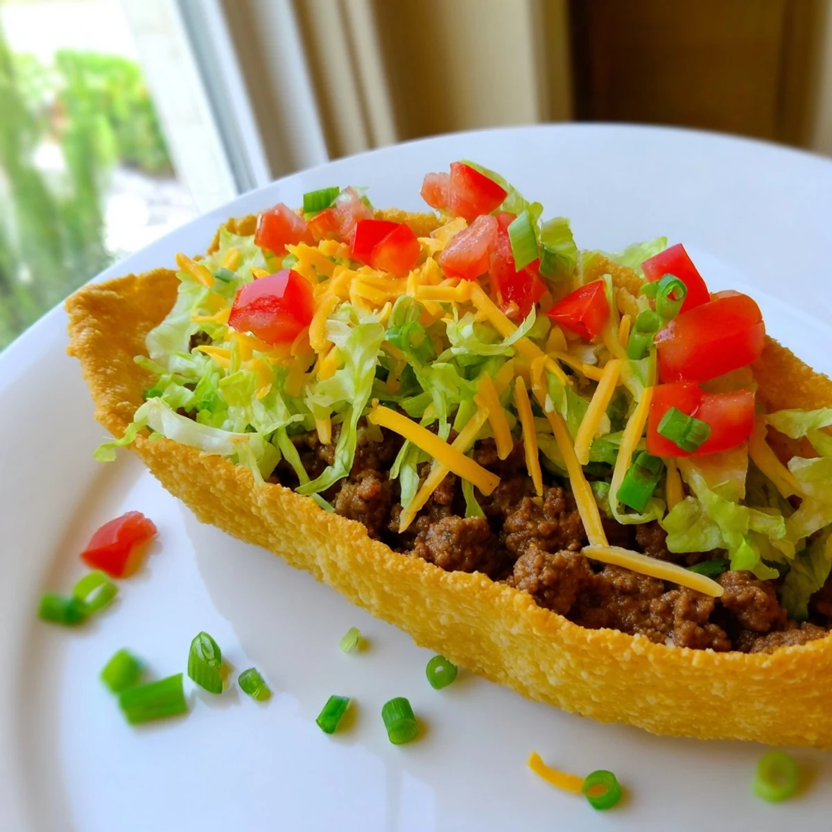 Crispy hard shell Beef Tacos with melted cheddar, seasoned beef, and fresh lettuce on a platter.