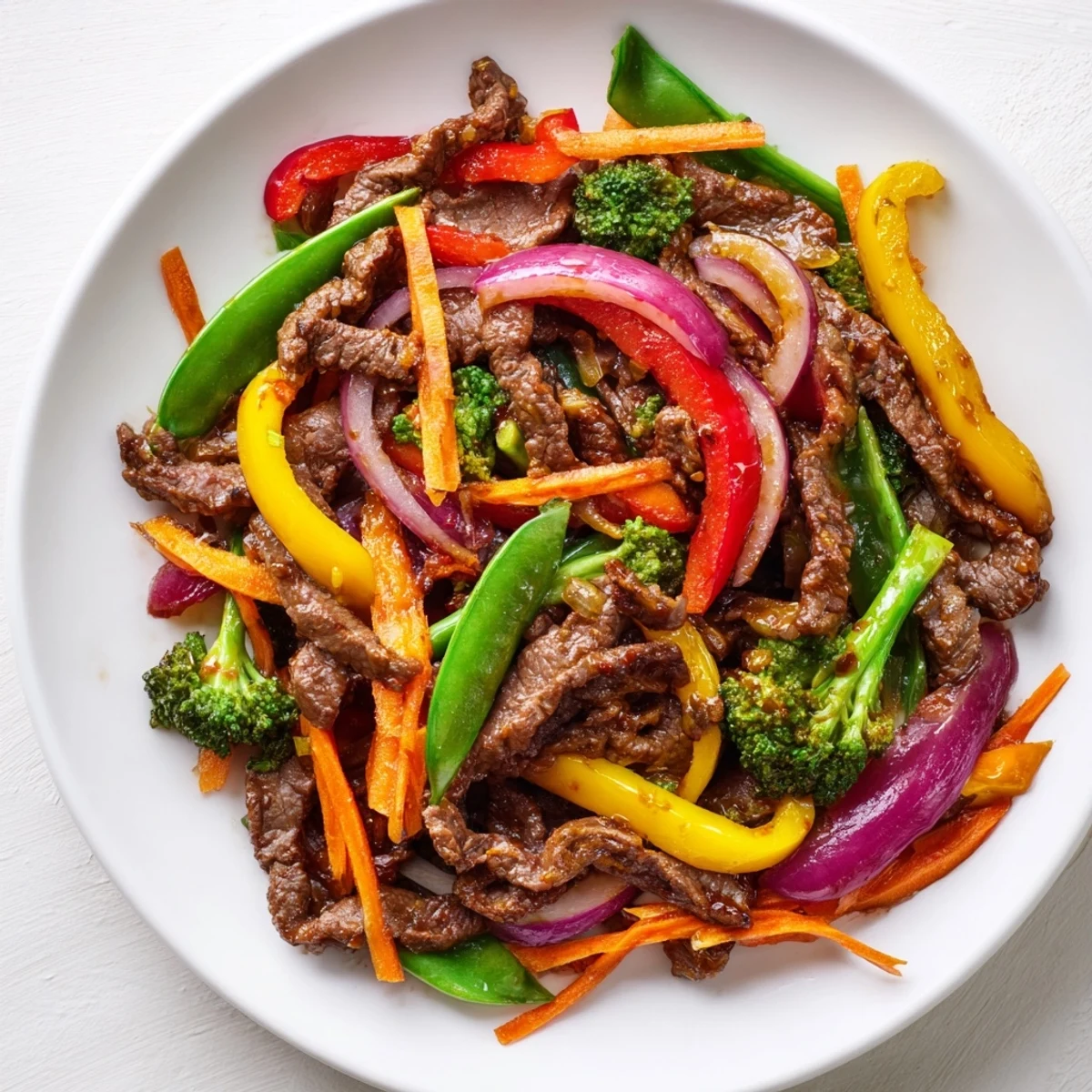 Sizzling Spicy Beef Stir Fry with Mixed Vegetables in a wok, garlic and ginger aroma, served alongside fluffy white rice for dinner.
