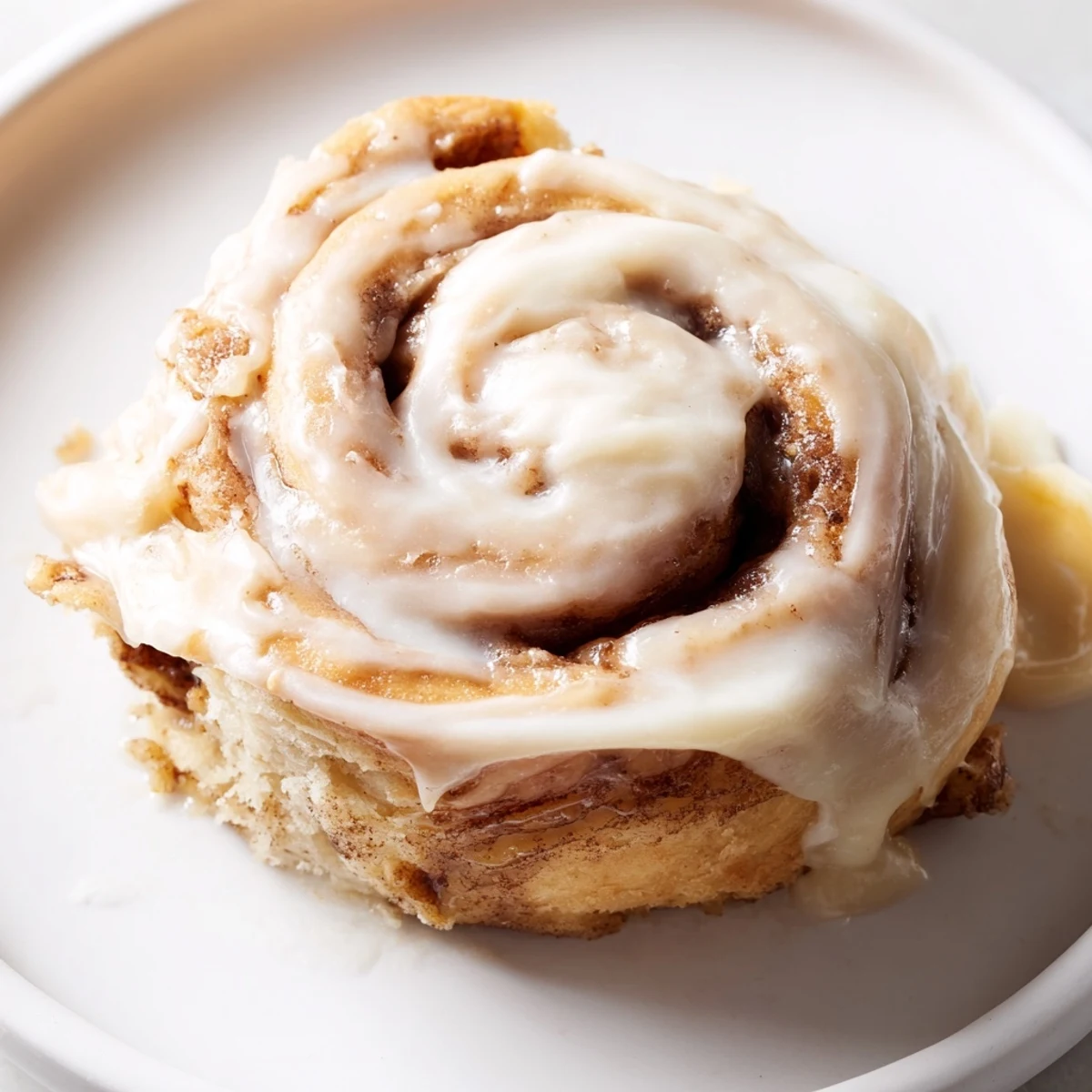 Warm Keto Cinnamon Buns glazed with sweet cream cheese icing, perfect for a low-carb breakfast treat.