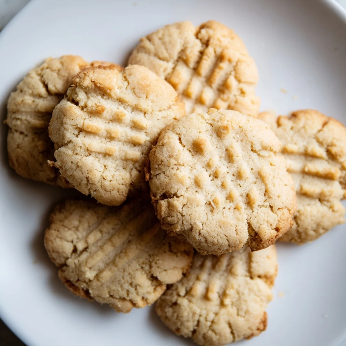 Freshly baked Keto Butter Cookies cooling on a wire rack, showcasing their golden edges and crisscross fork pattern.