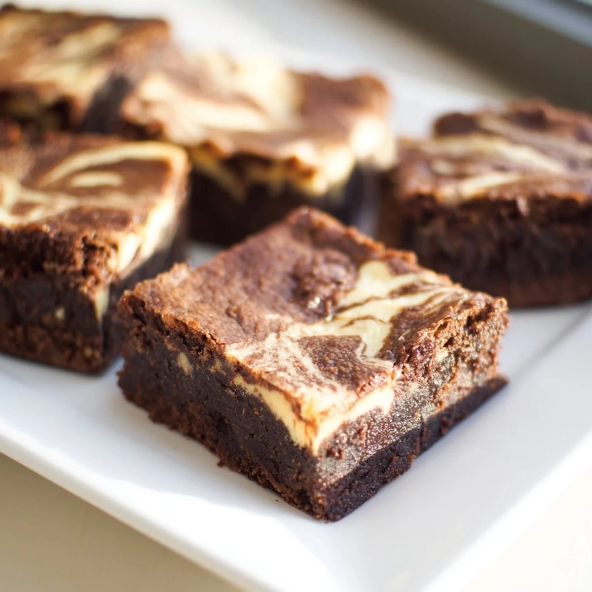 A close-up of freshly sliced Cottage Cheese Brownies on a white plate, showcasing a rich chocolate texture.