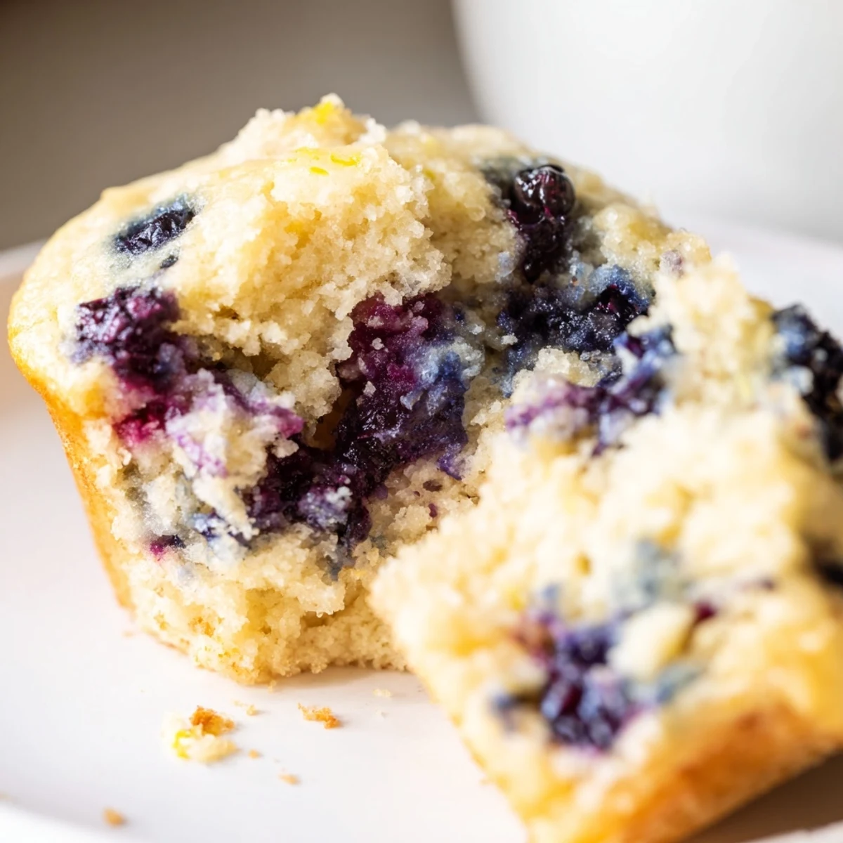 Freshly baked Sourdough Blueberry Muffins, golden and moist, bursting with juicy blueberries and a hint of tangy sourdough flavor.