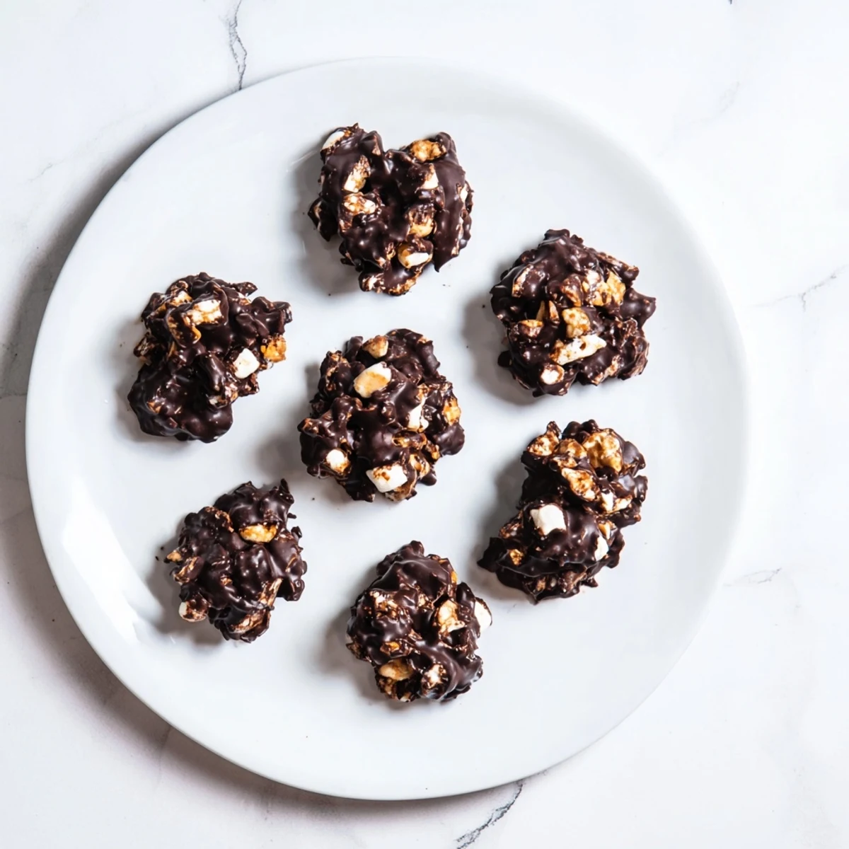 Giftable Peanut Marshmallow Clusters in a rustic tin, sweet and salty bites with crunchy nuts and smooth chocolate coating.