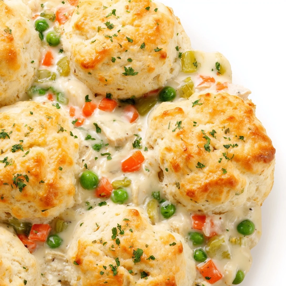 A slice of Red Lobster Biscuit Chicken Pot Pie served steaming hot with a side salad for dinner.