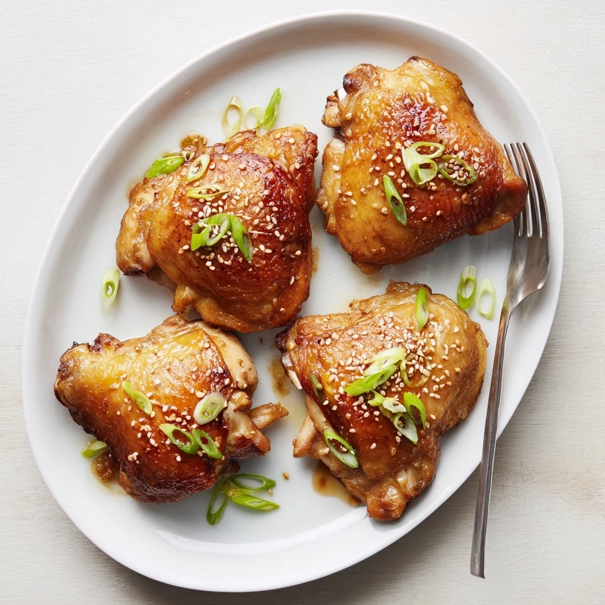 Oven-baked five spice chicken drumsticks with shiny mahogany coating served over steamed white rice