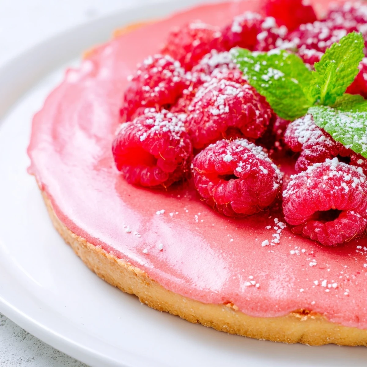 Golden vegan raspberry curd tarts with silky smooth filling in crisp plant-based pastry shells