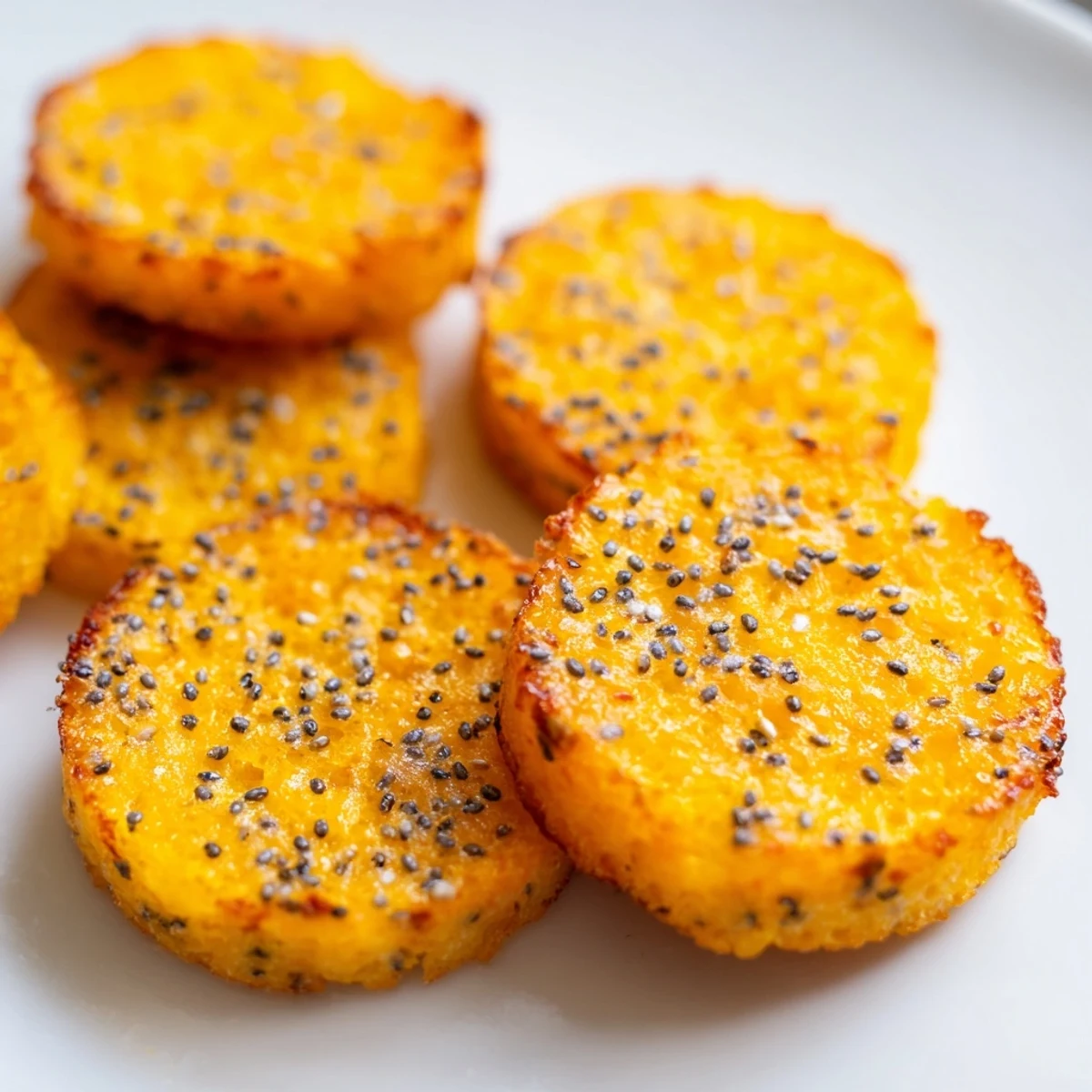 Crispy homemade cheddar cheese coins cooling on a wire rack after baking until lightly golden