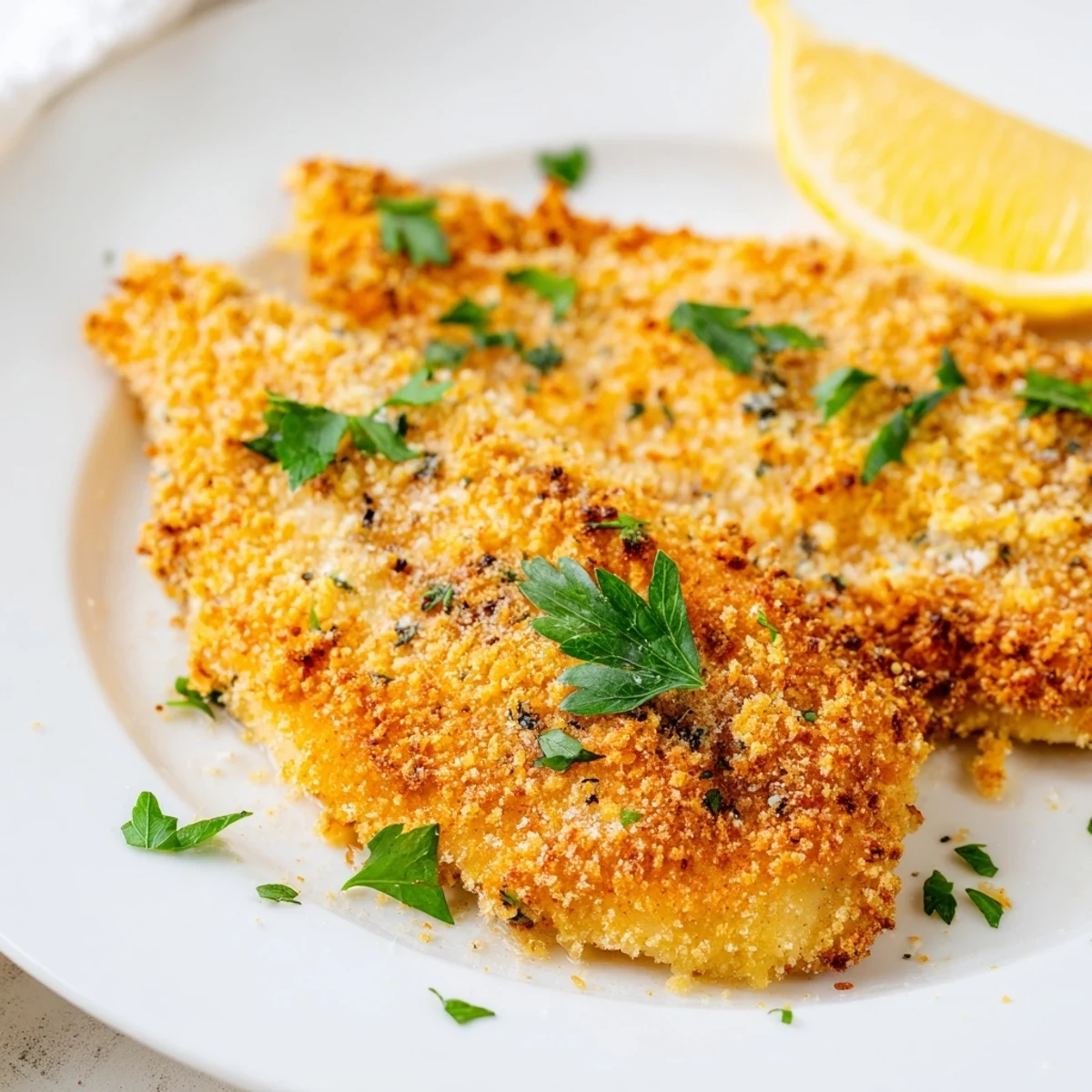Flaky white fish fillets breaded and air fried until golden brown and crunchy