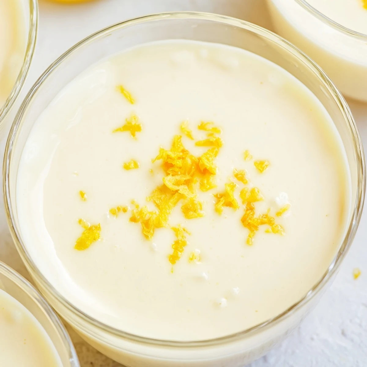 Creamy lemon posset served in glass ramekins with fresh berry garnish