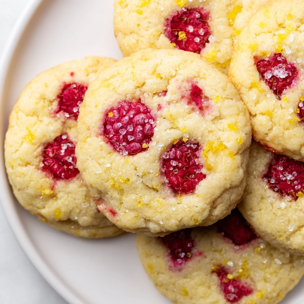 Fresh Lemon Raspberry Cookies speckled with zest and bursting with colorful raspberry pieces