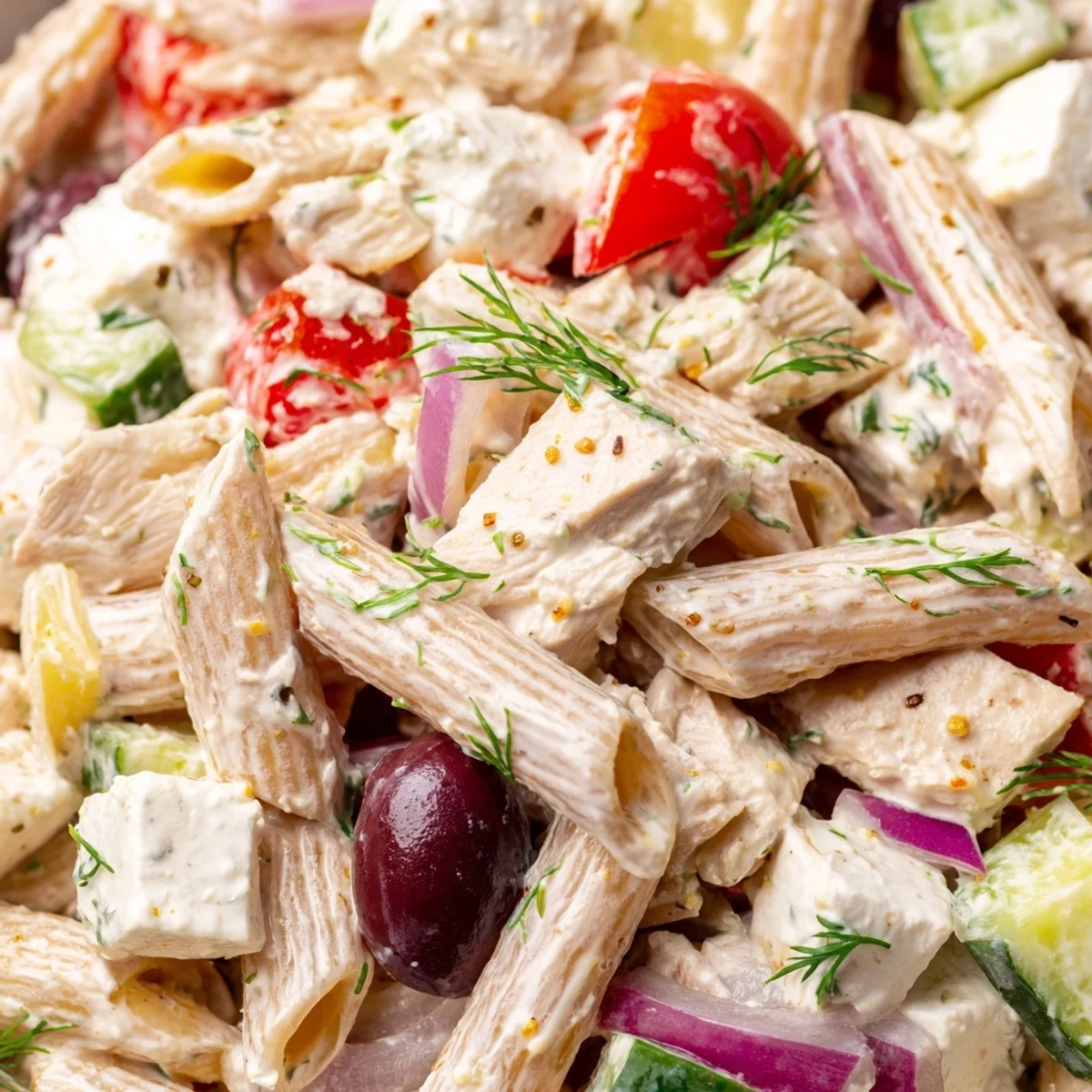 High Protein Greek Pasta Salad