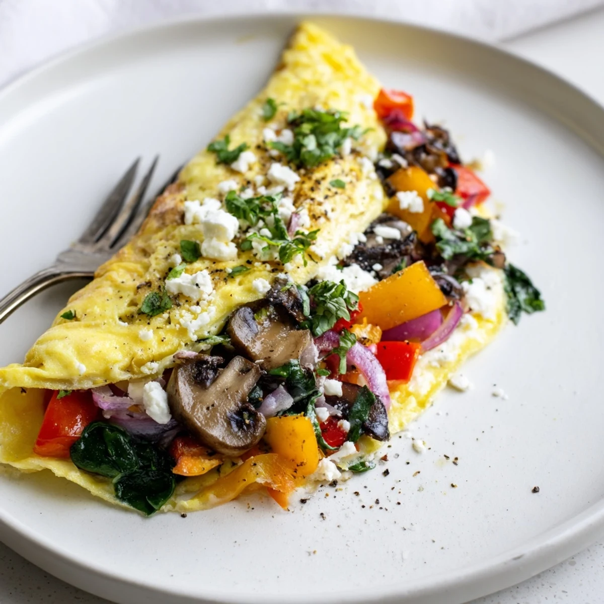 Bright Egg White Omelette with Vegetables steaming on skillet ready for whole grain toast.
