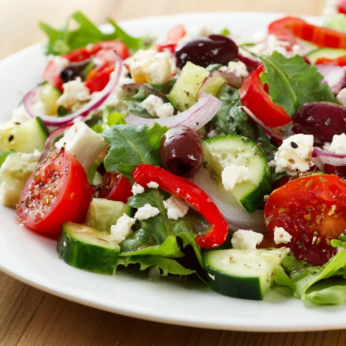 Fresh Salad Recipe with crisp greens, juicy tomatoes, and zesty lemon dressing.