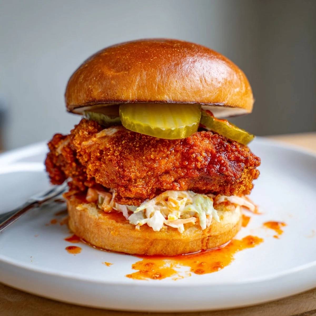 Spicy Nashville Hot Chicken Sandwiches Recipe To Savor, crispy thighs on toasted brioche