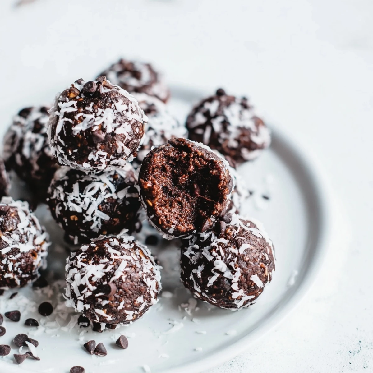 Glossy chocolate no bake brownie bites arranged on a serving platter for easy sharing