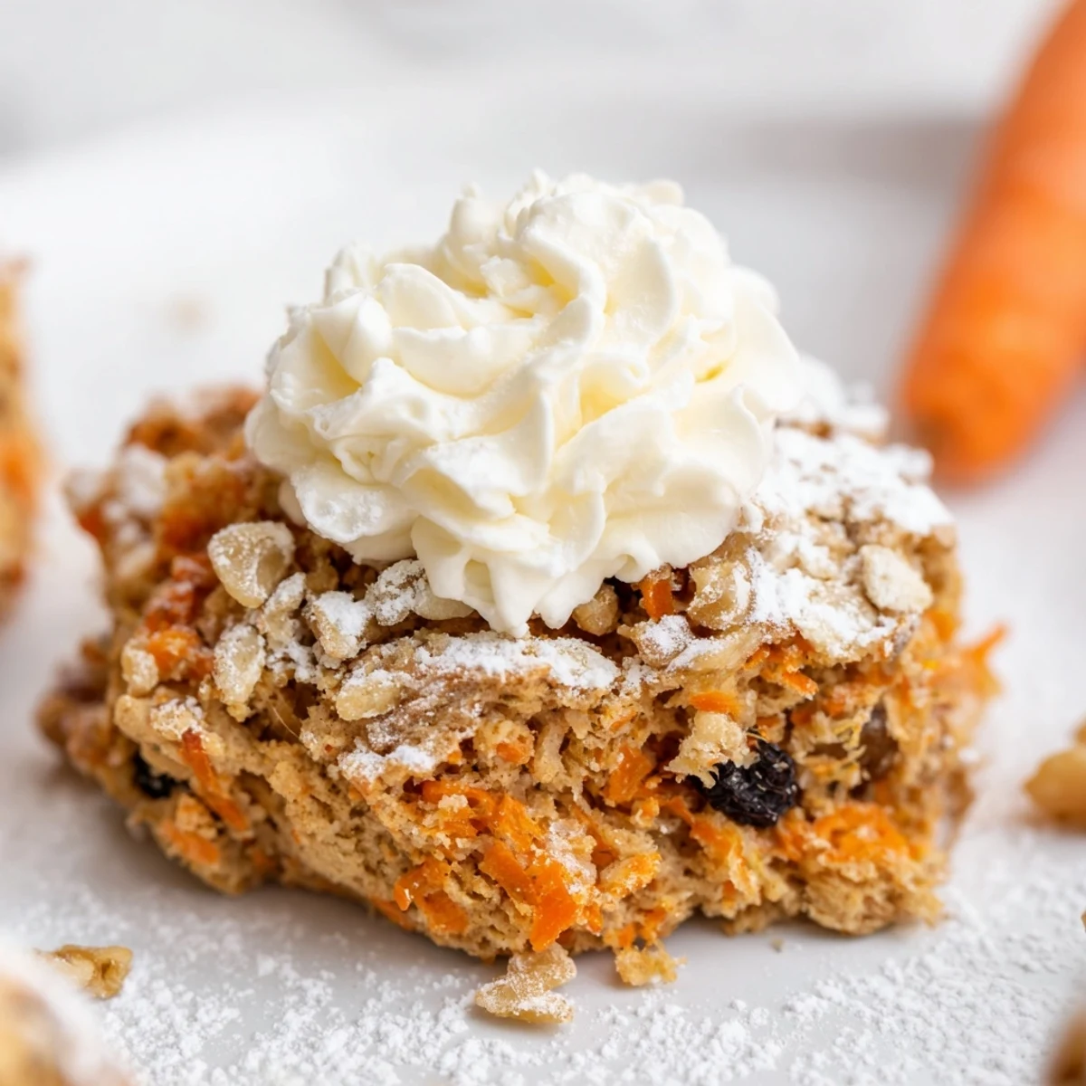 Golden spiced carrot cake cookies loaded with grated carrots oats and sweet raisins