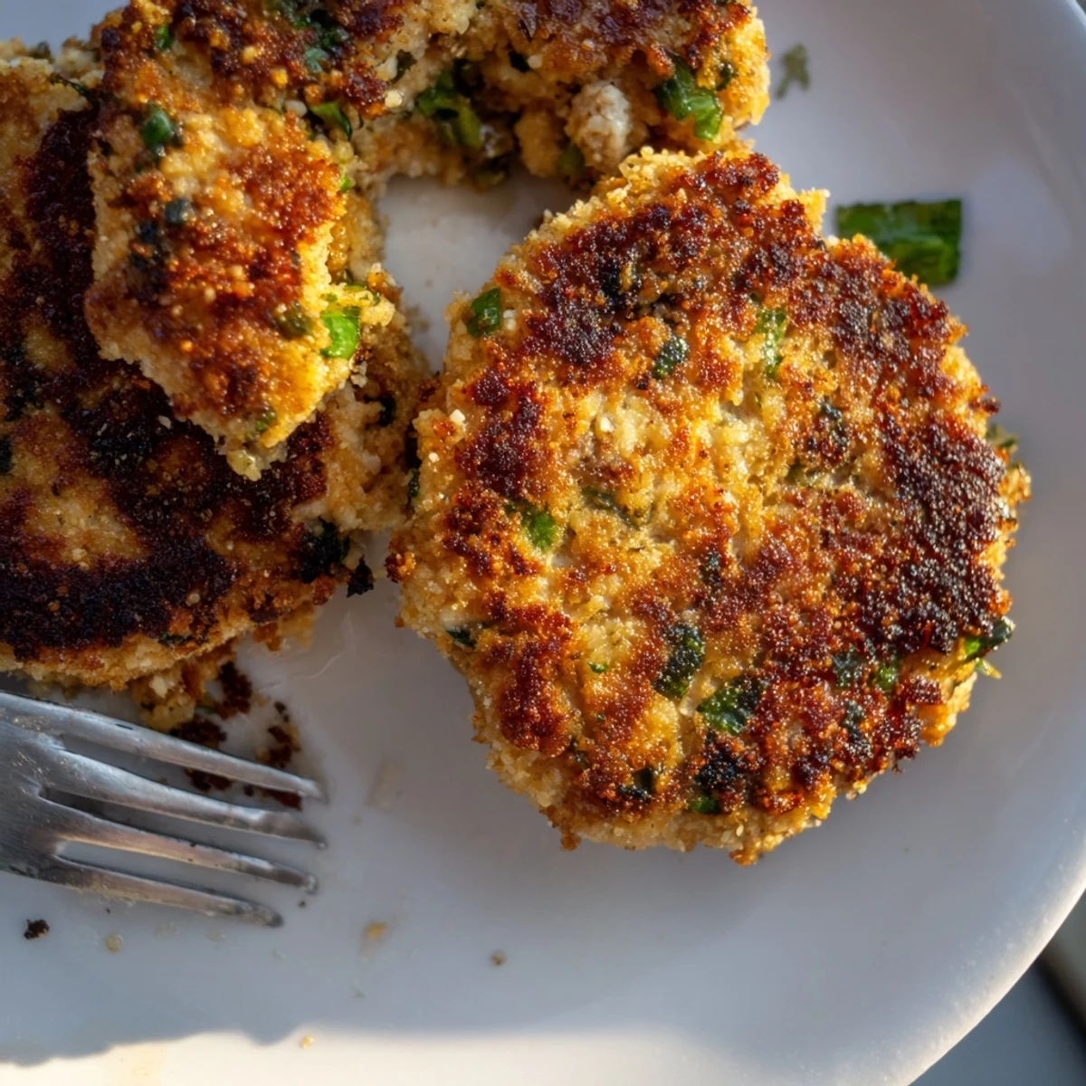 Crispy pan-seared tuna cakes garnished with fresh cilantro and served alongside creamy spicy mayo