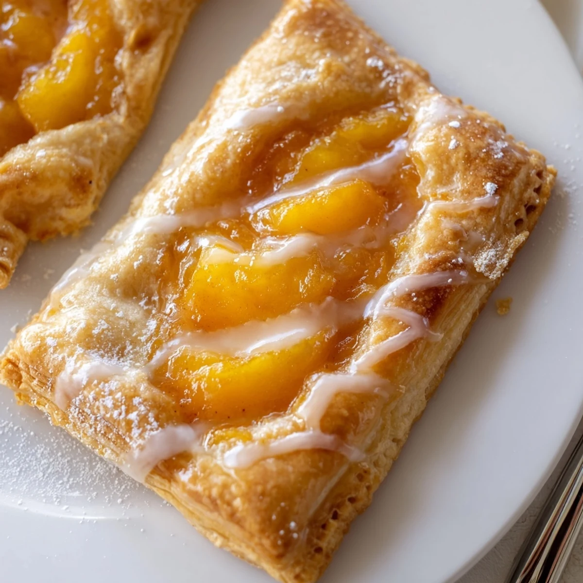 Warm Peach Pop Tarts Classic with flaky crust served alongside coffee mug