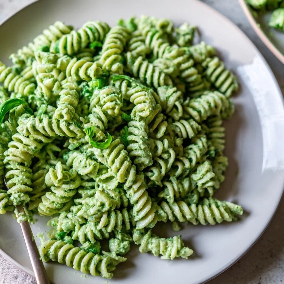 Bright Green Goddess Pasta Salad served at picnics with fresh herbs and fork-ready pasta