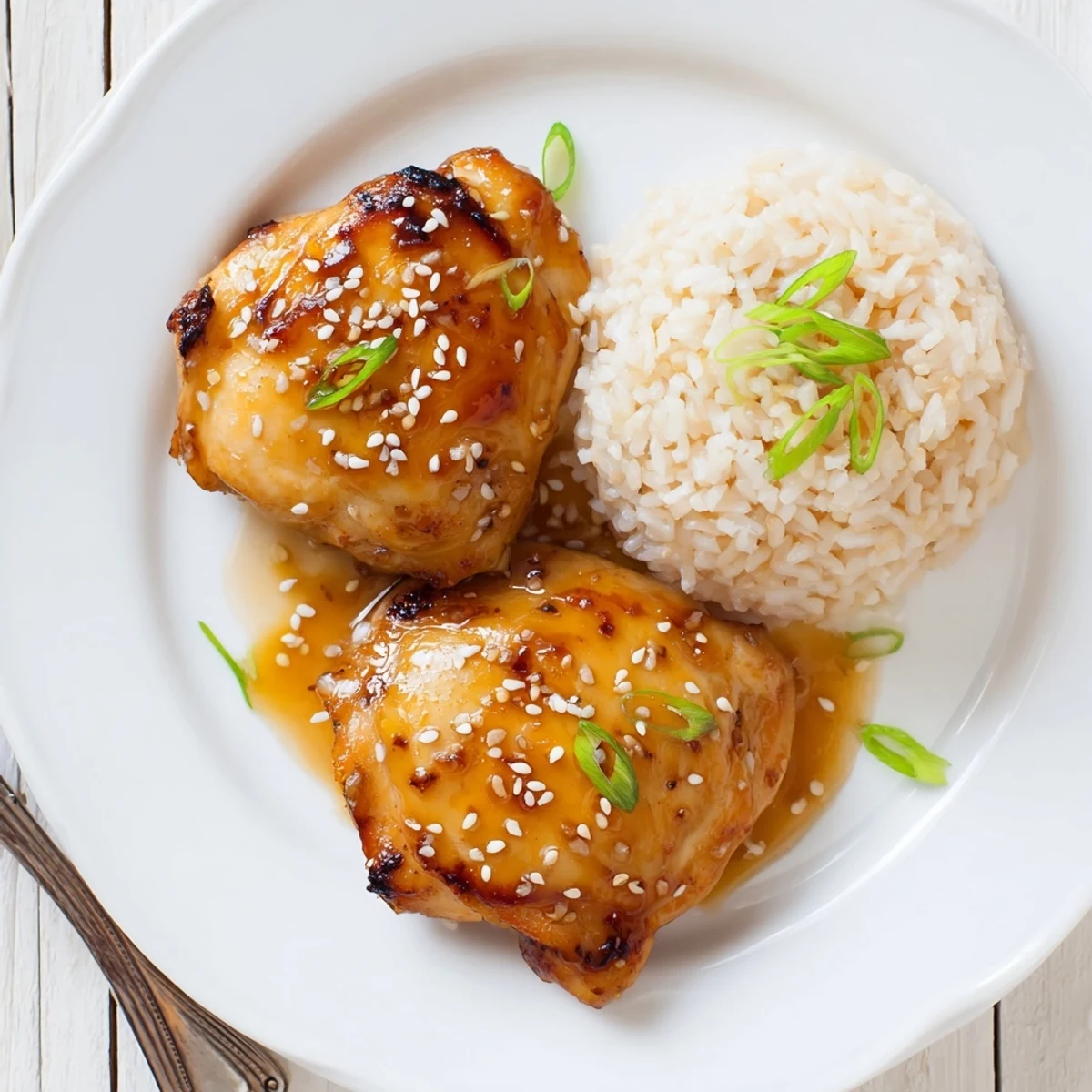 Oven baked sticky sauce bubbling on Sticky Sweet Savory Apricot Chicken topped with sesame