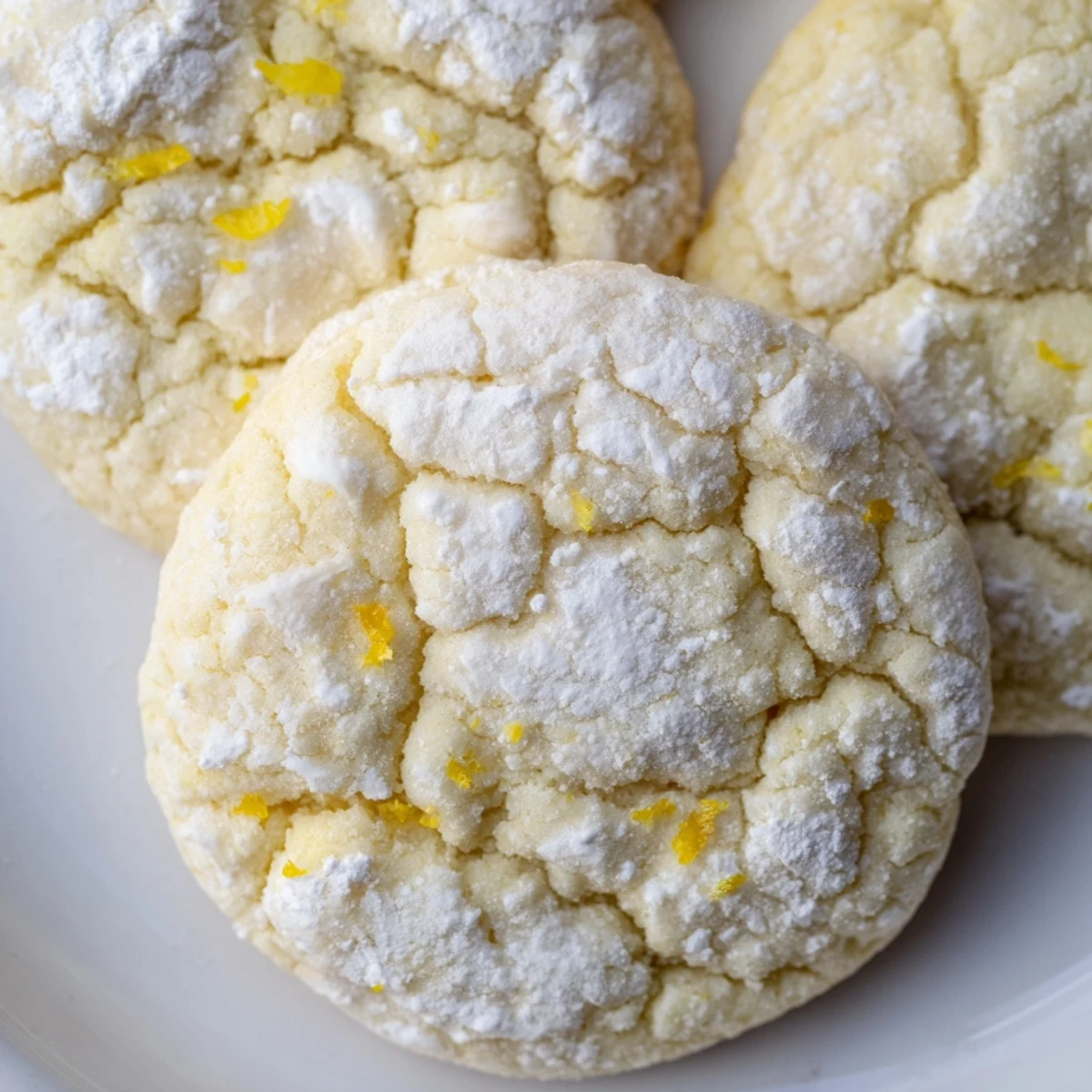 Golden batch of soft chewy lemon cookies fresh from the oven with slightly crisp edges