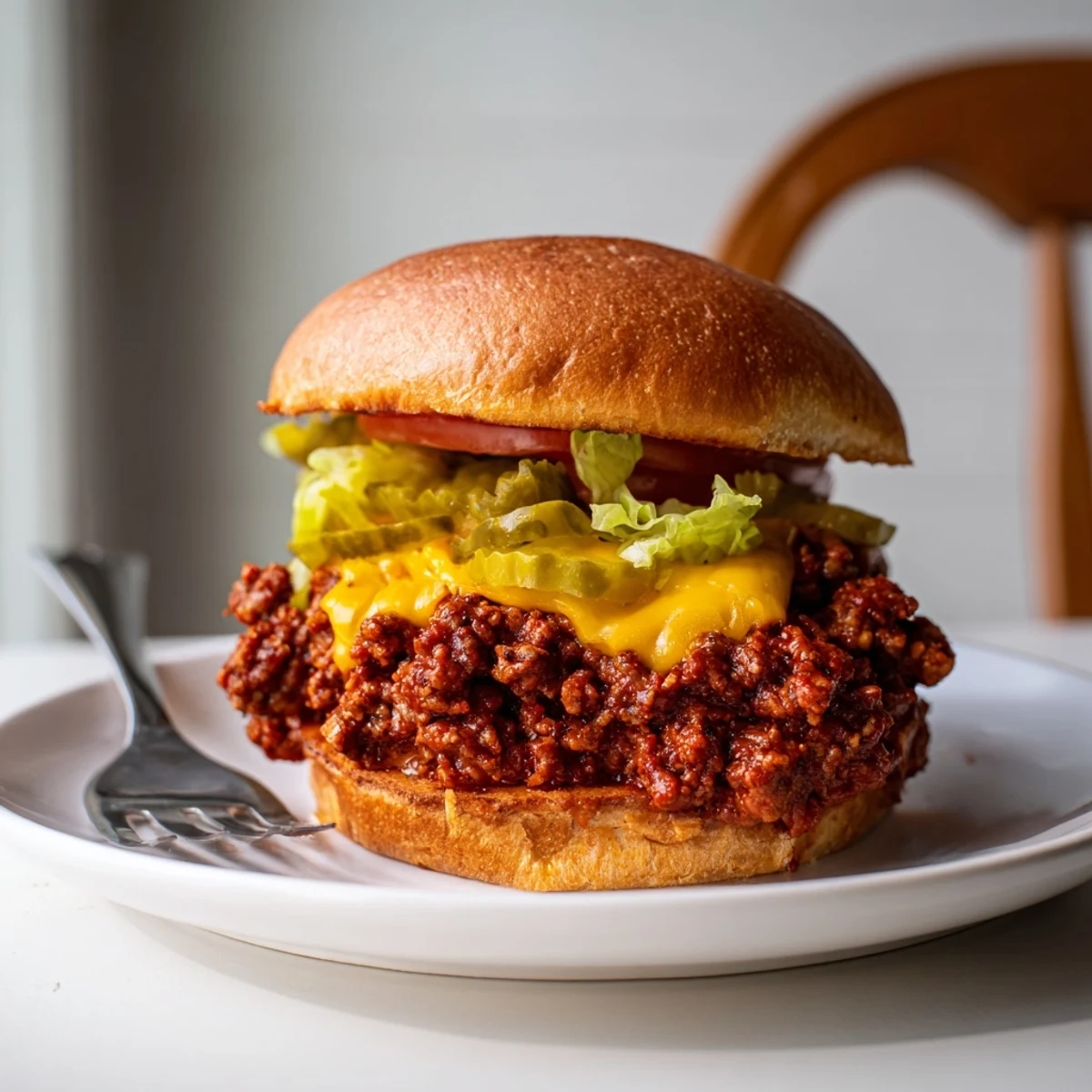 Smash Burger Sloppy Joes with melted cheddar on a golden buttered bun